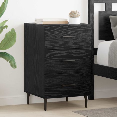 vidaXL Armadio da Notte Rovere Nero 40 x 40 x 66 cm Legno