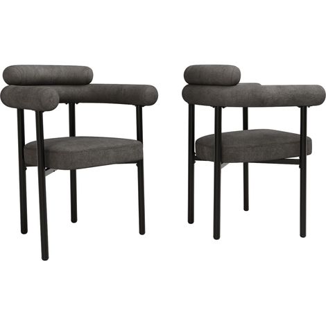 ELVMI Lote de 1 Silla de Comedor con Respaldo Ergonómico, Terciopelo y Hierro, Gris Oscuro (1/5)
