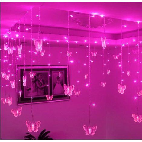 Guirlande lumineuse LED papillon effet glace (jaune, norme européenne)