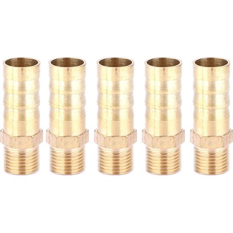 Raccord laiton mâle G1/8, 5 pièces, connecteur à barbes pour tuyau 10mm, joint pour gaz et liquide (1/5)