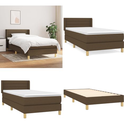Boxspringbett mit Matratze Dunkelbraun 90x200 cm Stoff - Boxspringbett - Doppelbett - Bettenrahmen - Lattenrost - Matratze - Home & Living