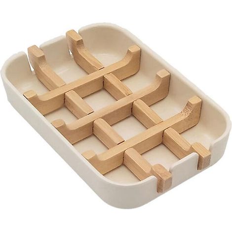 un Porte-savon Blanc (scell En Plastique) Pour Laver La Bote Savon En Fibre De Bambou Avec De L'eau (1/5)