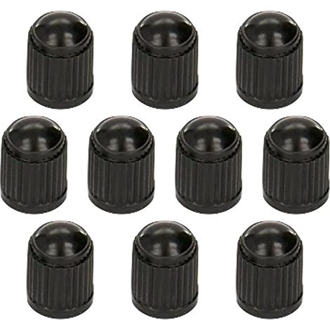 10 bouchons de valve de pneu/bouchons anti-poussière en plastique/valves universelles noires