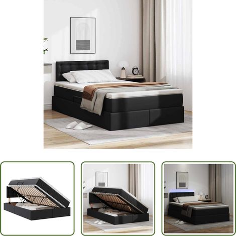 vidaXL Kunstlederbett - Bett mit Stauraum und LED Schwarz 120 x 200 cm Kunstleder (1/5)