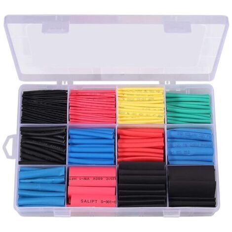 Heat Shrink Tubing, 560 Pieces, 2:1 Ratio, Electrical Wire Heat Shrink Tubing Kit with Box (5 Colors/12 Sizes) (1/5)