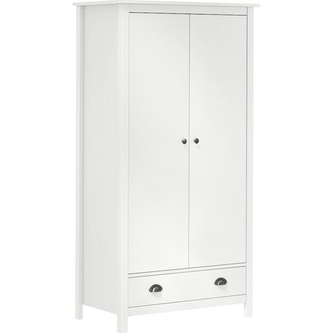 vidaXL Garde-robe à 2 portes Hill Blanc 89x50x170cm Bois de pin solide (1/5)
