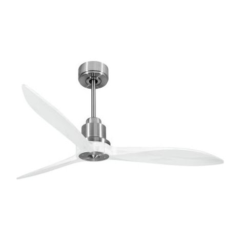 Tenerife Ring - Super destratificateur et ventilateur DC 132 cm  Chrome pales bois blanc sans Lumière 25 à 35 m²