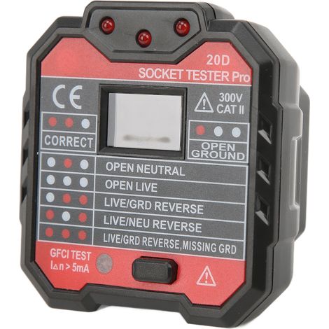 20D Leakage Current Detector, Circuit Switch Phase Neutral/Live Wire Tester, Socket Tester, US Standard Plug (48250V) (1/5)