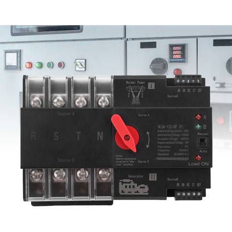 Commutateur de transfert automatique double alimentation 4P pour générateur, 100 A, 50/60 Hz, montage sur rail DIN 35 mm (1/5)