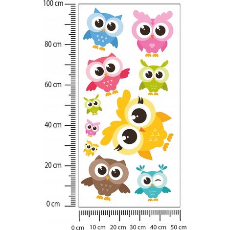 Pegatinas infantiles Búhos de colores 50x100cm (1/2)
