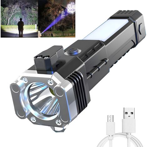 Marteau de sécurité multifonction pour voiture, lampe torche puissante, outil de secours d'urgence (1/5)