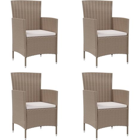 Gartenstühle mit Kissen 4 Stk. Poly Rattan Beige