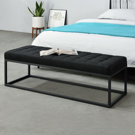Banco Salta tapizado/alcolchado tela / metal 120 x 40 x 38 cm negro [pro.tec] (1/5)