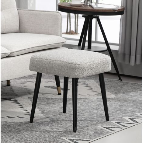 Chaise salon hocker compact moelleux gris 42 cm OKMYHOME (1/4)