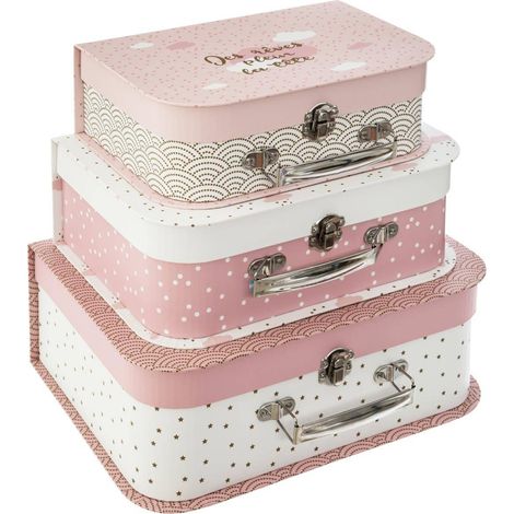 Set di 3 astucci rosa douceur l24 27 30cm - Atmosphera créateur d'intérieur