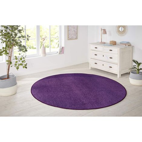 Tapis de Salon à Poils Courts et Moelleux - Couleur Unie - pour Salle à Manger, Salon, Chambre d'enfant, Couloir, Chambre à Coucher, Cuisine - Violet uni - 133 cm (1/5)