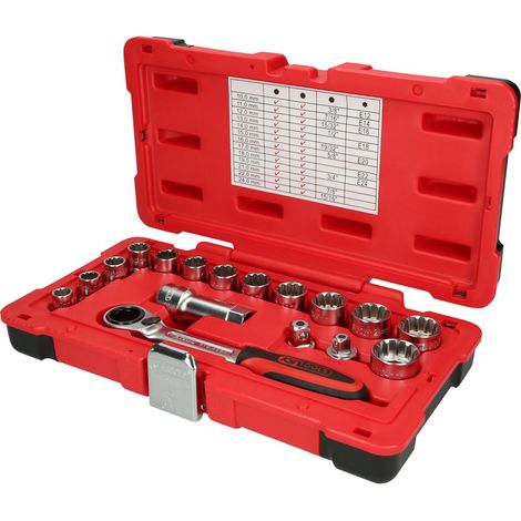 KS Tools 3/8+1/2 TRIPLEplus Durchgangs-Steckschlüssel-Satz, 17-tlg (1/5)