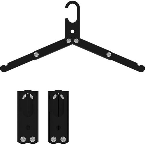 Cintres en aluminium de qualité supérieure, pliables et portables – Pour ranger vêtements et chaussettes, parfaits pour les voyages et la maison – Lot de 3, noir (1/5)