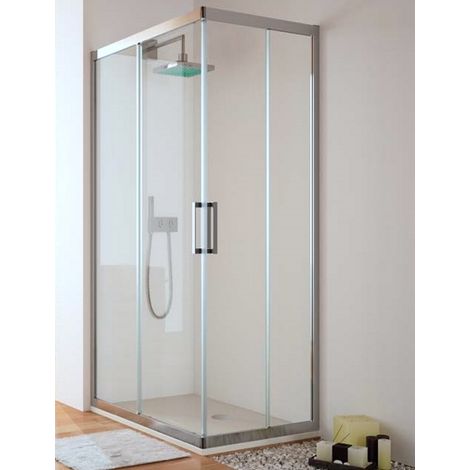 Mampara de Ducha Angular- 2 Hoja Fija y 2 Puerta Corredera - Cristal de Seguridad de 6 mm - Modelo Trescientos Q4 (75 X 120) (1/2)