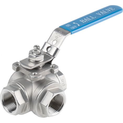 Robinet à boisseau sphérique haute pression en Acier inoxydable BSPP 1" Poignée Bleu 3 voies ( Prix pour 1 ) (1/2)