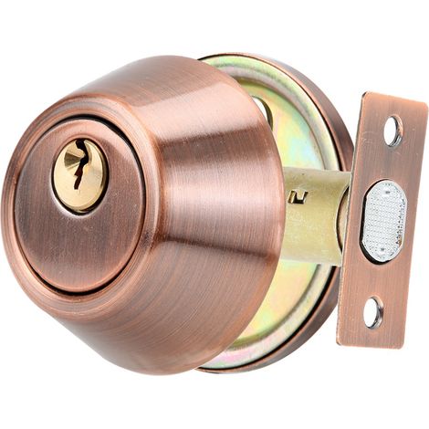 Serrure de porte de chambre à coucher antivol à cylindre unique en acier inoxydable avec clés (bronze) (1/5)