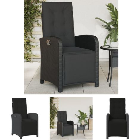 The Living Store Gartensessel mit Fußteil Verstellbar Schwarz Poly Rattan - Gartenstühle (1/5)