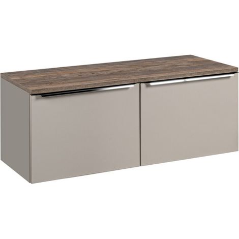 Badezimmer-Set VANTA taupe: Waschtischunterschrank 120cm + Waschtischplatte