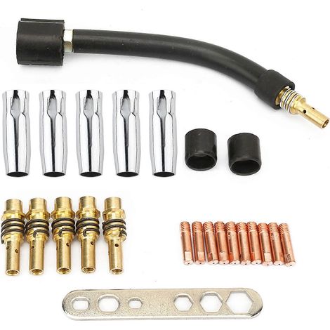 Lot de 24 pièces pour torche de soudage : buse de contact, porte-buse à gaz, col de cygne pour Binzel 15AK YEMAA (1/4)