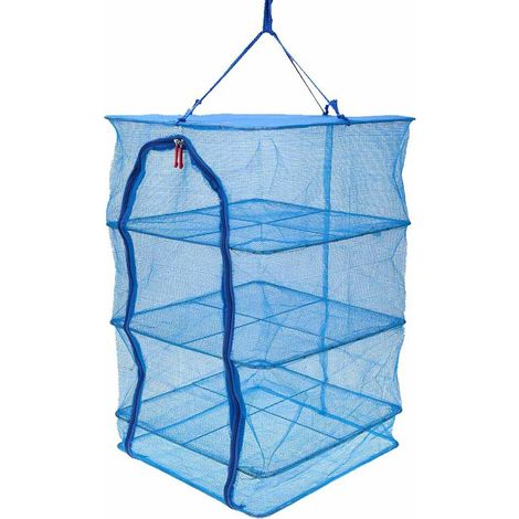 Filet suspendu de séchage pour légumes et poissons, 40x40x65cm, 4 étages en maille.