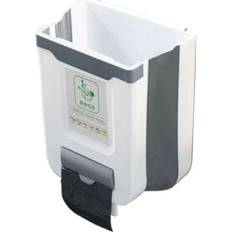 Poubelle de cuisine suspendue, pliable, en plastique, pour placard, voiture, chambre, salle de bain, cuisine, bureau, 24 x 25 x 6 cm (1/5)