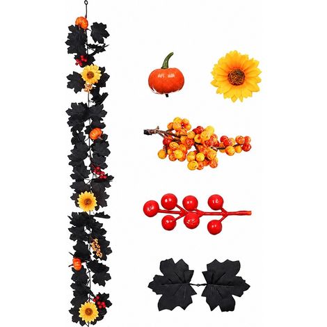 Décoration d'Halloween : citrouille, sorcière volante en rotin, motif feuille d'érable, cadeau pour la maison et les fêtes (un paquet) - 325 (1/5)