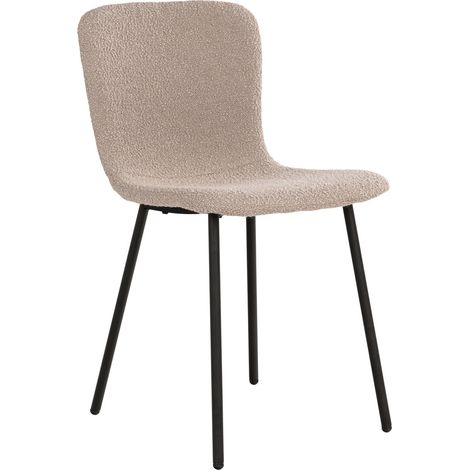Set 2 sedie da pranzo Halden in bouclé beige con gambe nere (1/5)