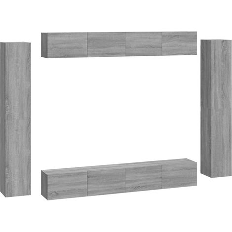 Maison Exclusive - 8-tlg. TV-Schrank-Set Grau Sonoma Holzwerkstof (1/5)
