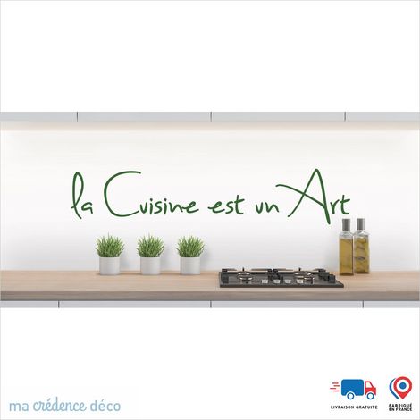 Crédence : LA CUISINE EST UN ART 1 - Couleur Vert émeraude - Alu composite - 60 - 120 (1/3)