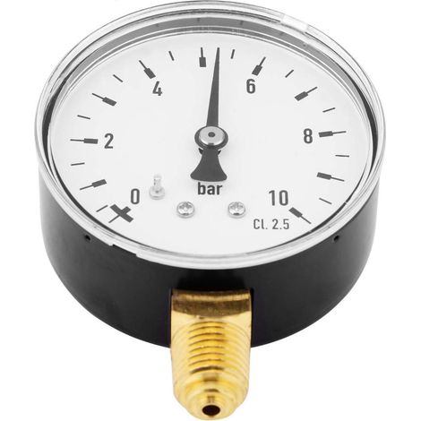 Water Pressure Gauge Pressure Gauge 1/4" 0-10 Bar Pressure Gauge with Threaded Connection NPT 1/4" Side Mount Pressure Gauge for Air Water Oil Gas (1/5)