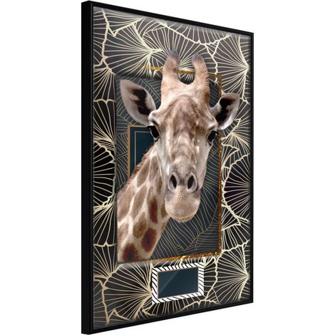 Affiche Murale Encadrée "Giraffe in the Frame" 21 x 30 cm Noir