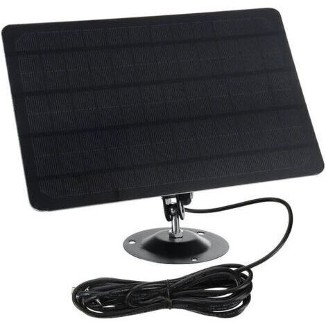 Panneau solaire micro USB 10 W 5 V 2000 mAh, rotation à 360 degrés, étanche, montage mural, panneau solaire en silicium monocristallin pour caméra USB, noir (1/5)