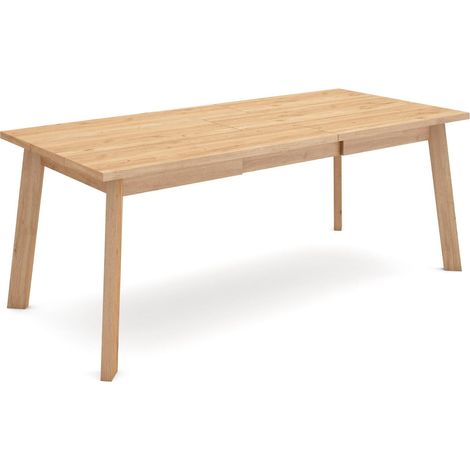 Skraut Home – Table à manger extensible 194x90cm – Pour 10 personnes – Panneaux mélamine 30mm – Style moderne – Pieds en bois chêne