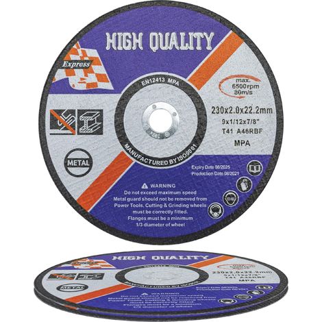 Disco da taglio per metallo 230 mm x 22,2 mm x 2,0 mm, 2 pezzi.