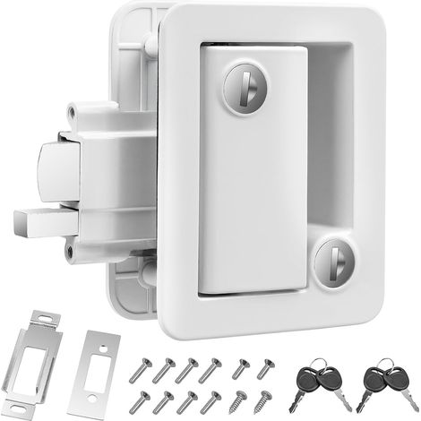 Serrure de porte de rechange blanche pour camping-car, serrure de camping-car, remorque, cargo, loquet de porte d'entrée de camping-car, loquet de poignée de porte de camping-car, métal amélioré en al (1/5)
