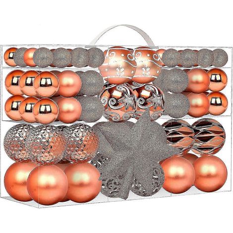 Roomtip Lot de 101 boules de Noël avec décoration pour sapin, boules incassables - Mini boules de Noël pour sapin (1/4)