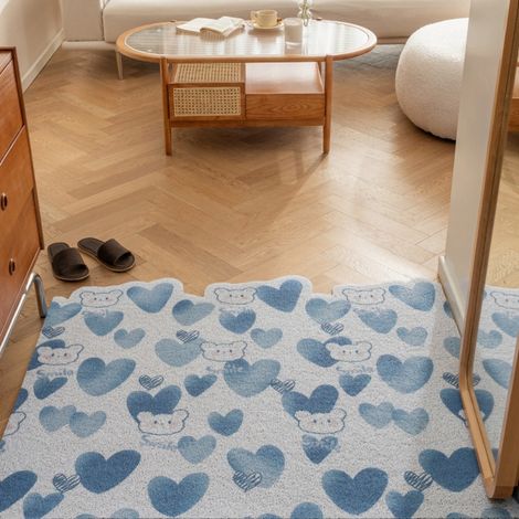 Ede Ours en peluche en forme de cœur [à plat] 4060cm Boucle en soie Tapis de sol miniature à boucles, résistant, antitache et anti-usure, idéal pour enlever la boue et la saleté de l'entrée. Personnal (1/5)