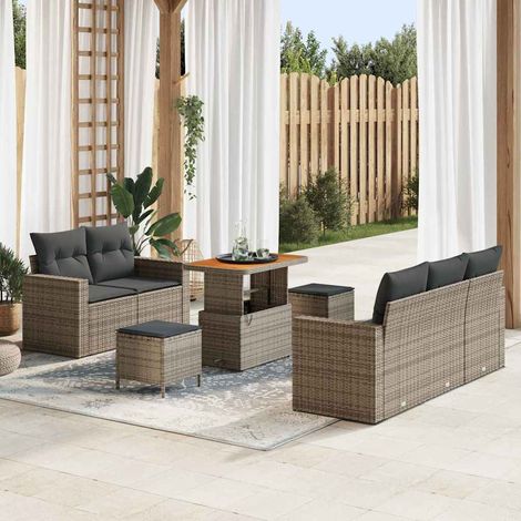 Teenpull – Gartensofa-set mit Kissen 8 pcs Grau Poly-Rattan (1/5)