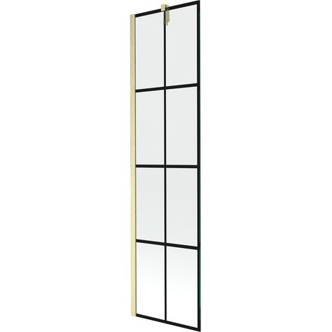Mexen Next Badewannenabtrennung 1-flügelig 50 x 150 cm, schwarzes Muster, gebürstetes Gold - 895-050-000-00-77-55 (1/5)
