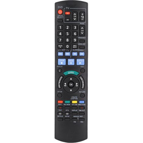 Télécommande Panasonic N2QAYB000127 pour téléviseur avec lecteur DVD. Compatible avec les téléviseurs Panasonic. Télécommande de remplacement. (1/5)