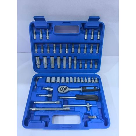 Ensemble de Clés à Cliquet 53 Pièces, Jeu d'Outils de Réparation Automobile Multifonction, Boîte à Outils Domestique pour Mécanicien et Bricolage