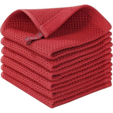 Serviette - - 33x33cm - Coton - Rouge - 6 pièces (1/5)