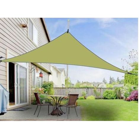Voile d'ombrage triangulaire 3x3x3m, bâche en polyester PES résistante aux intempéries et aux UV avec cordes, adaptée aux jardins-Karteo (1/5)