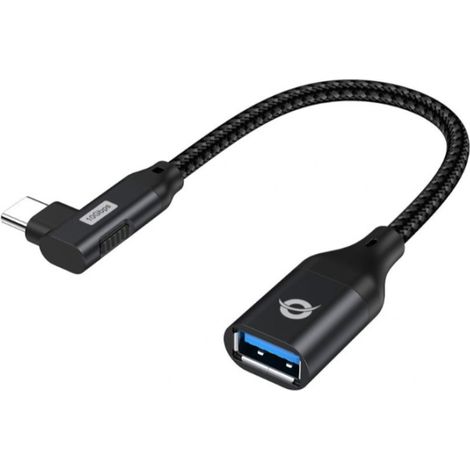 Conceptronic ABBY19B - USB-C Winkeladapter - von 90° auf USB-A OTG, 10 Gbps, USB 3.2 Gen 2