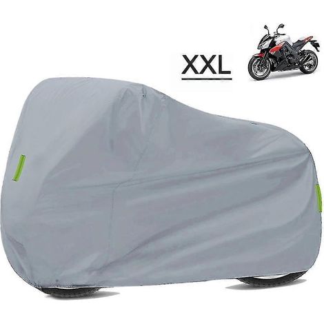 Universelle, wasserdichte Motorradabdeckung mit UV-Schutz, Regenmantel gegen Staub, 210D, passend für Honda, Suzuki, Kawasaki, Yamaha und BMW – Silber, Größe XXL
